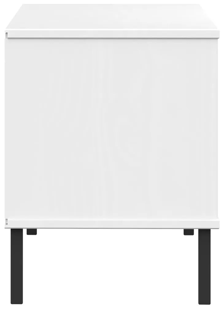 Sapateira pernas metal 106x35x45cm madeira maciça OSLO branco