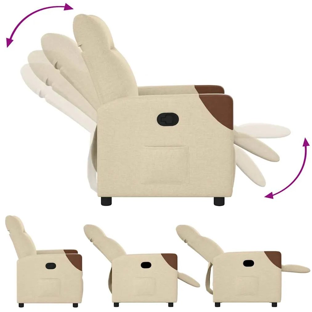 Poltrona reclinável tecido cor creme