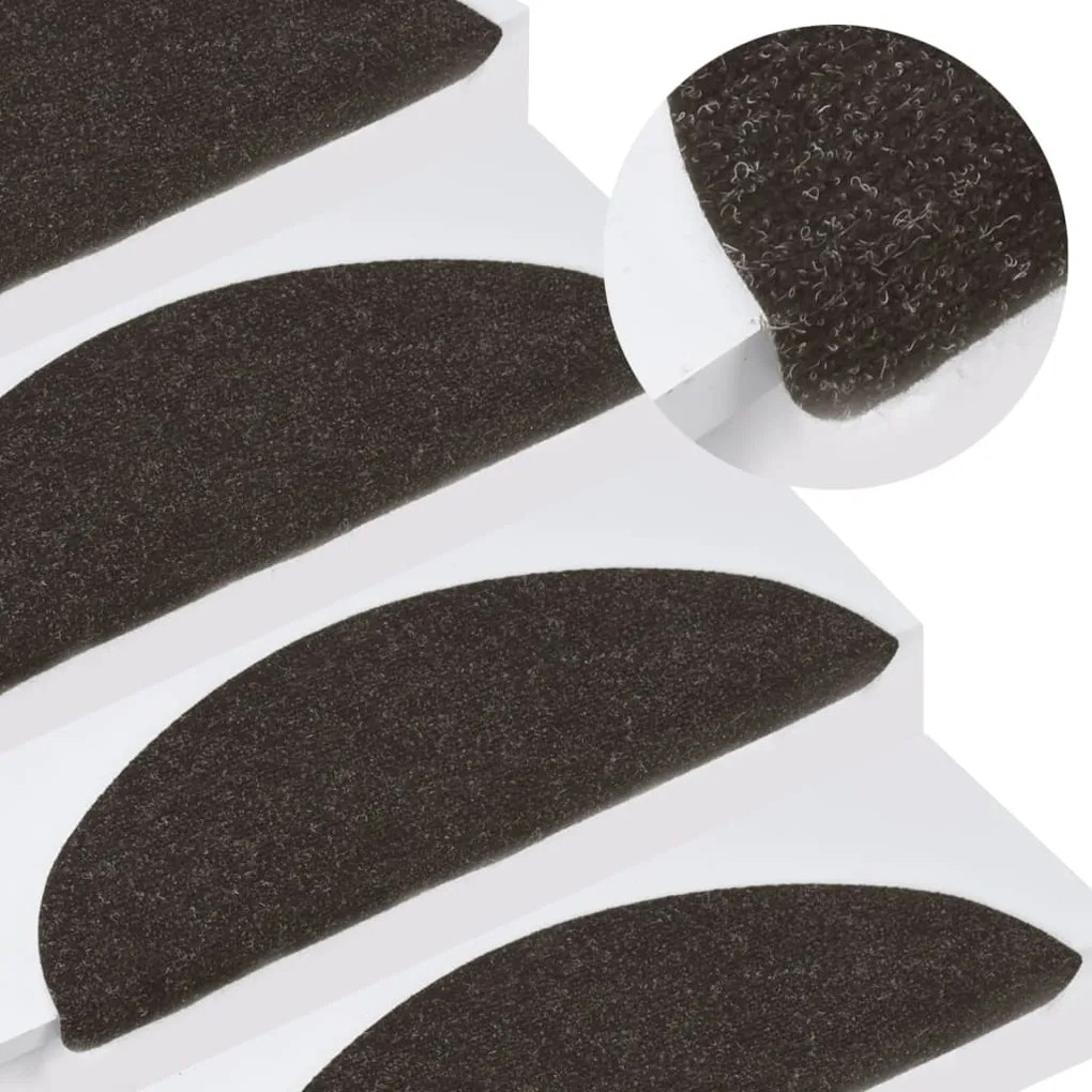 vidaXL Tapetes de escada adesivos 10 pcs 65x22,5x3,5 cm preto