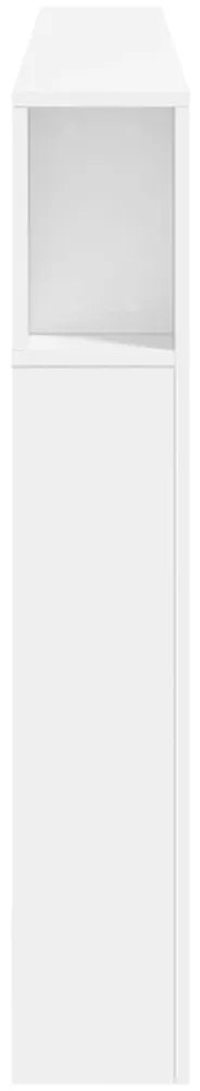 Cabeceira de cama com luzes LED derivados de madeira branco