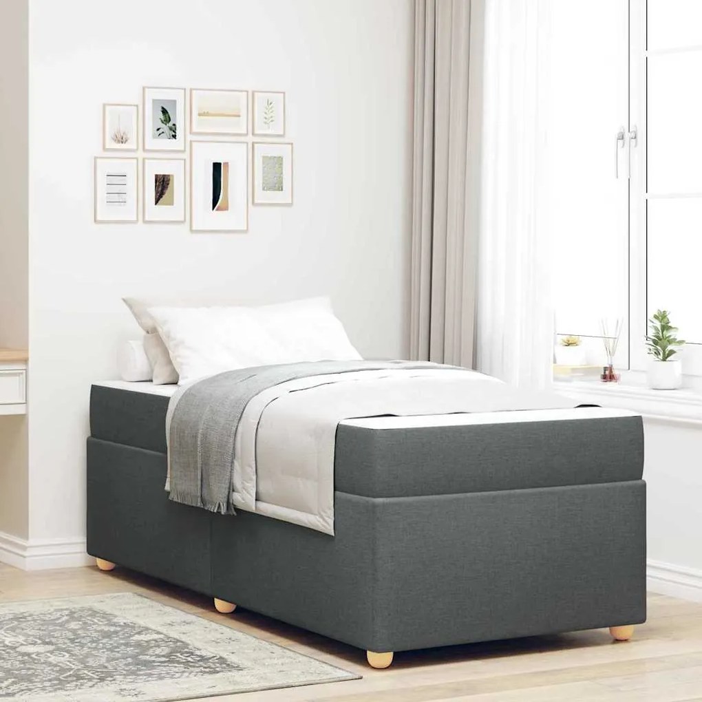 vidaXL Estrutura da Cama com colchão Cinza Escuro 90 x 200 cm tecido