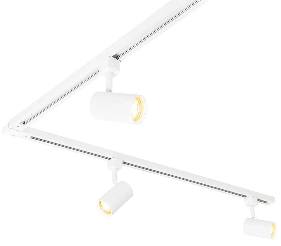 LED Sistema de iluminação de trilho inteligente monofásico com 10 focos brancos, incluindo Wifi GU10 - Iconic Jeana Moderno