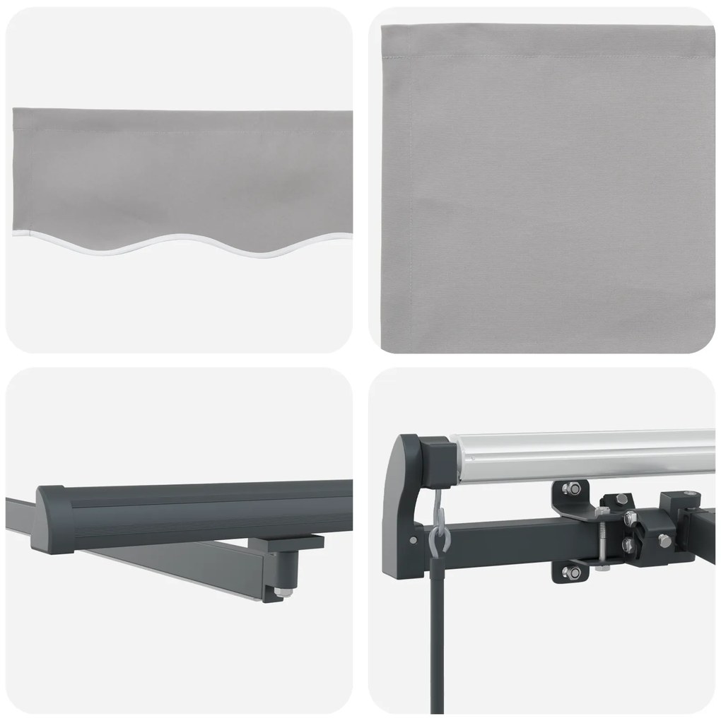 Toldo Retrátil Manual vidaXL com LED Cinza Claro 600x300 cm