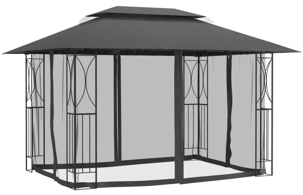 Gazebo com paredes laterais 400x300x270 cm aço antracite