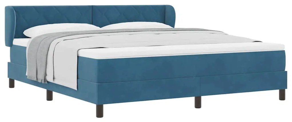 Cama Box Spring vidaXL com Colchão Azul Escuro 180x200 cm Veludo