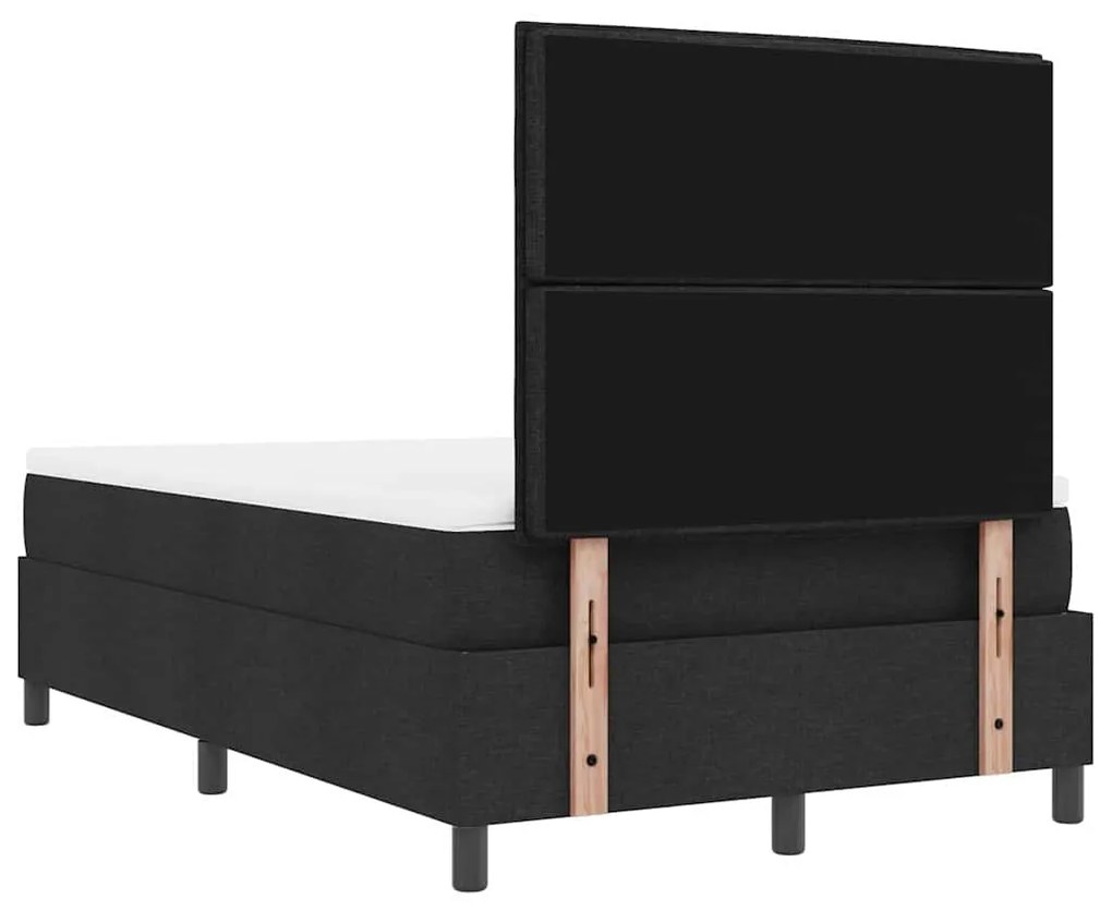Cama com Box Spring com Colchão e Banco Preto 120x190 cm Tecido