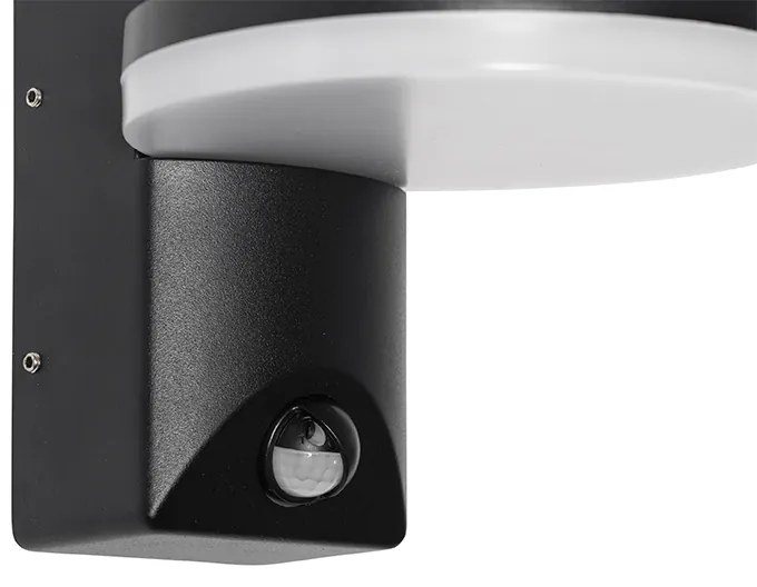 Candeeiro de parede exterior preto com sensor de movimento LED IP54 - Esmee Moderno