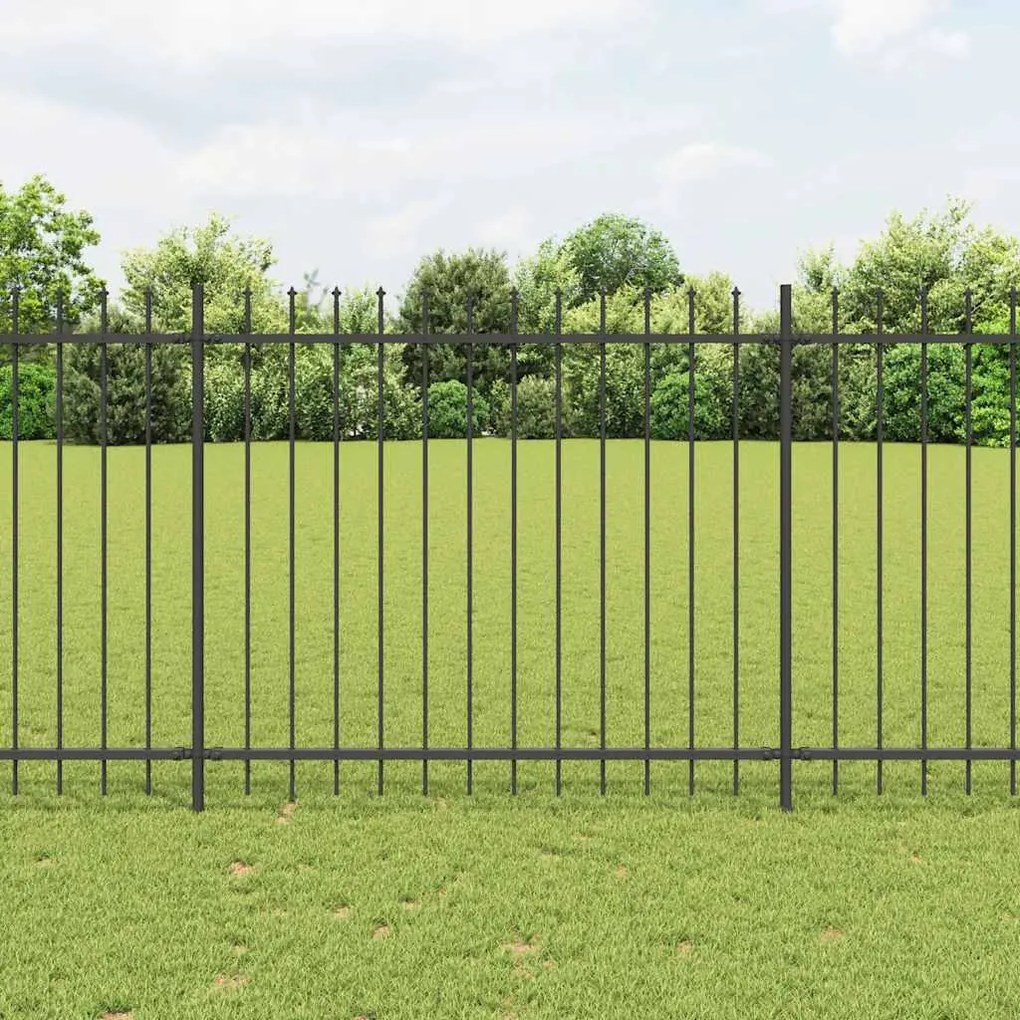 vidaXL Cerca de jardim com topo em forma de lança em aço 1070x150 cm, preta