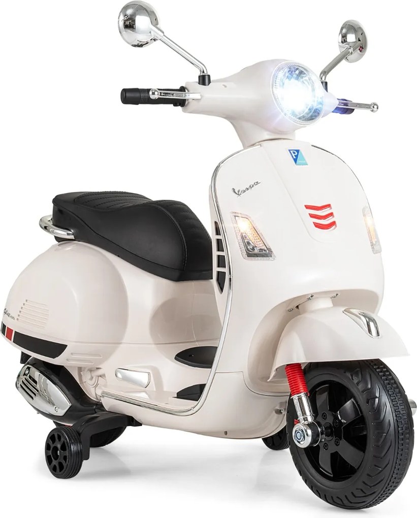 Mota elétrica para crianças 12V com motor duplo e 4 rodas Música Buzina para crianças de 3 a 6 anos Branco