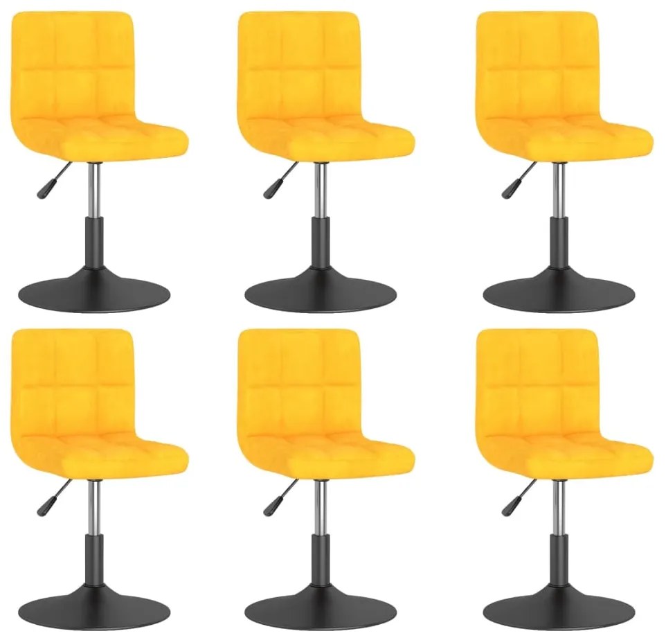 vidaXL Cadeiras de jantar giratórias 6 pcs veludo amarelo