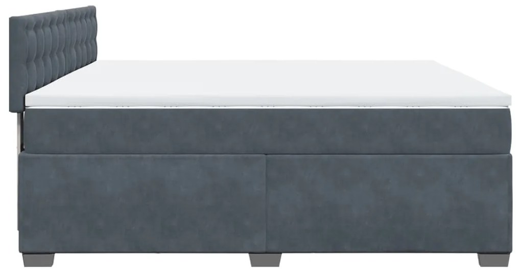 Cama com molas/colchão 200x200 cm veludo cinzento-escuro