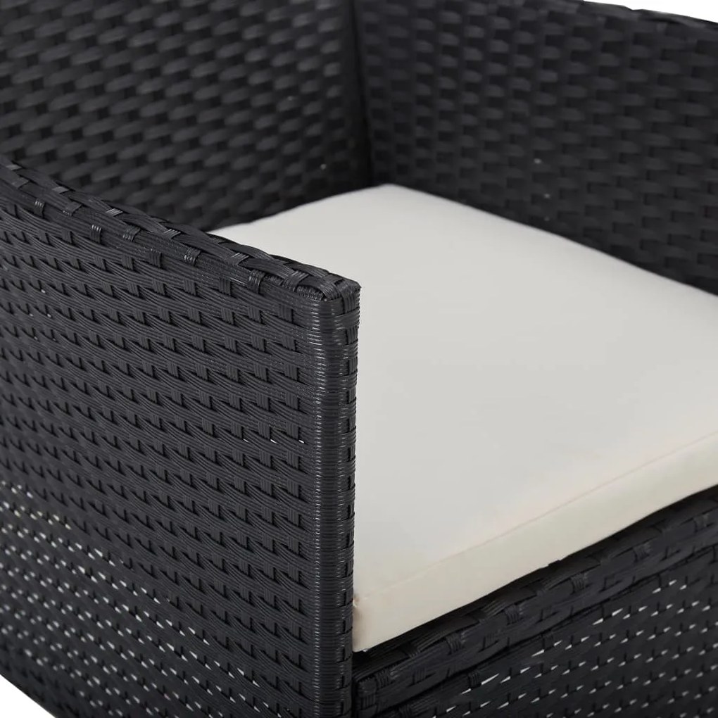 5 pcs conjunto jantar p/ exterior vime PE e vidro preto