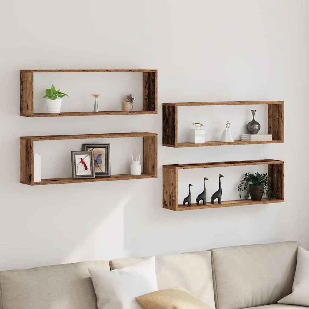 Prateleiras de Parede vidaXL 4 pcs Madeira Velha 80x15x26 cm Madeira R
