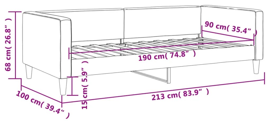 Sofá-cama 90x190 cm tecido cinzento-claro