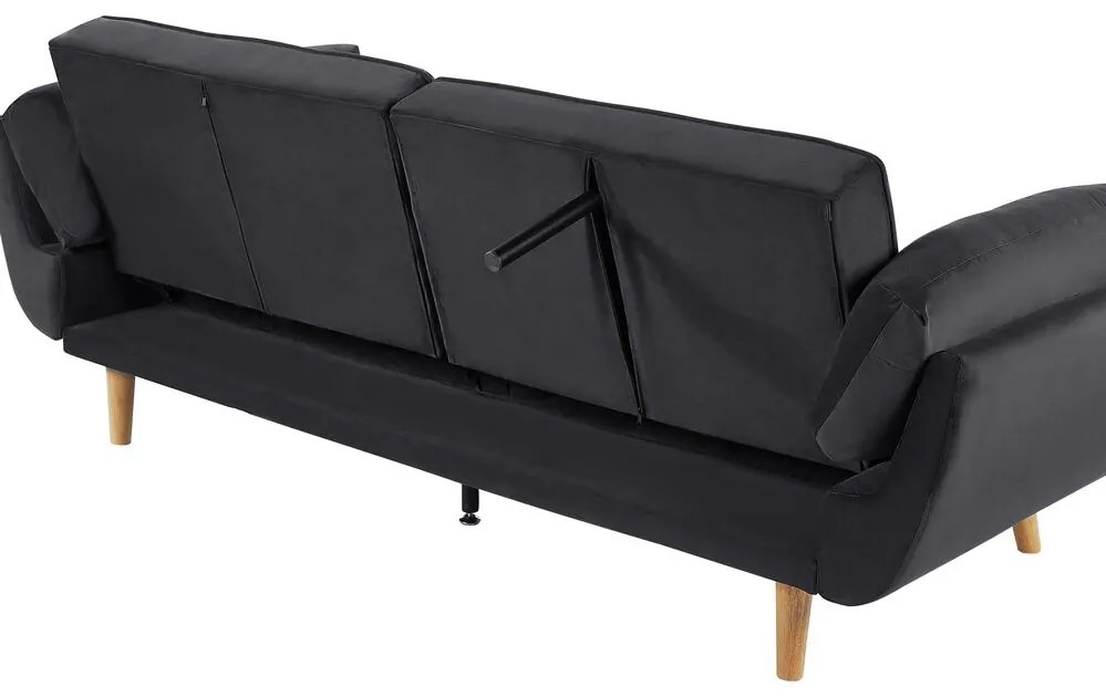 Sofá-cama em veludo preto ASBY Beliani
