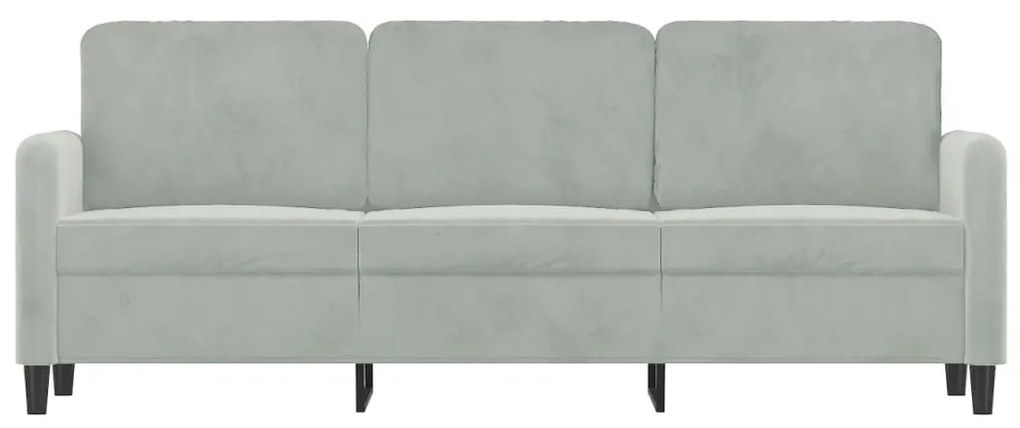 Sofá de 3 lugares 180 cm veludo cinzento-claro