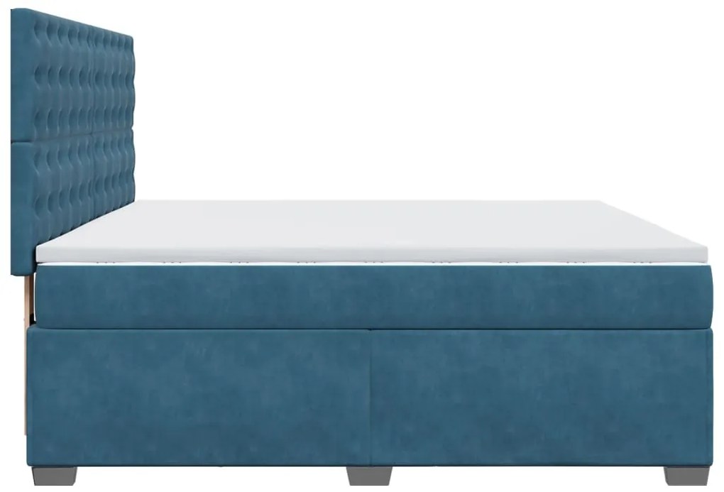 Cama com molas/colchão 180x200 cm veludo azul