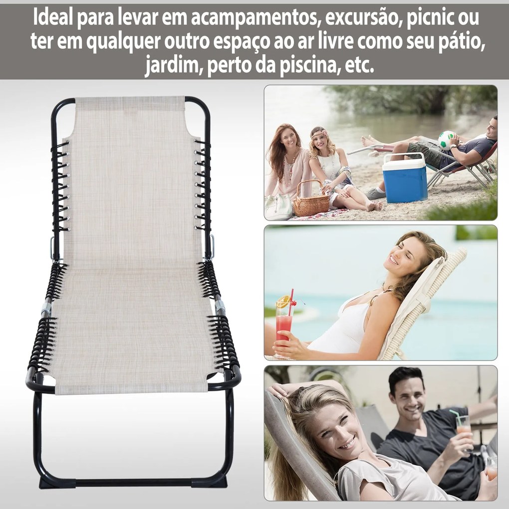 Espreguiçadeira de Jardim Dobrável e Ajustável com 4 Posições Espregui