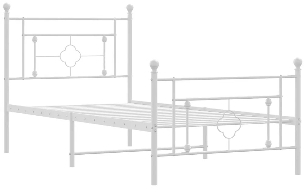 Estrutura de cama com cabeceira e pés 100x190 cm metal branco