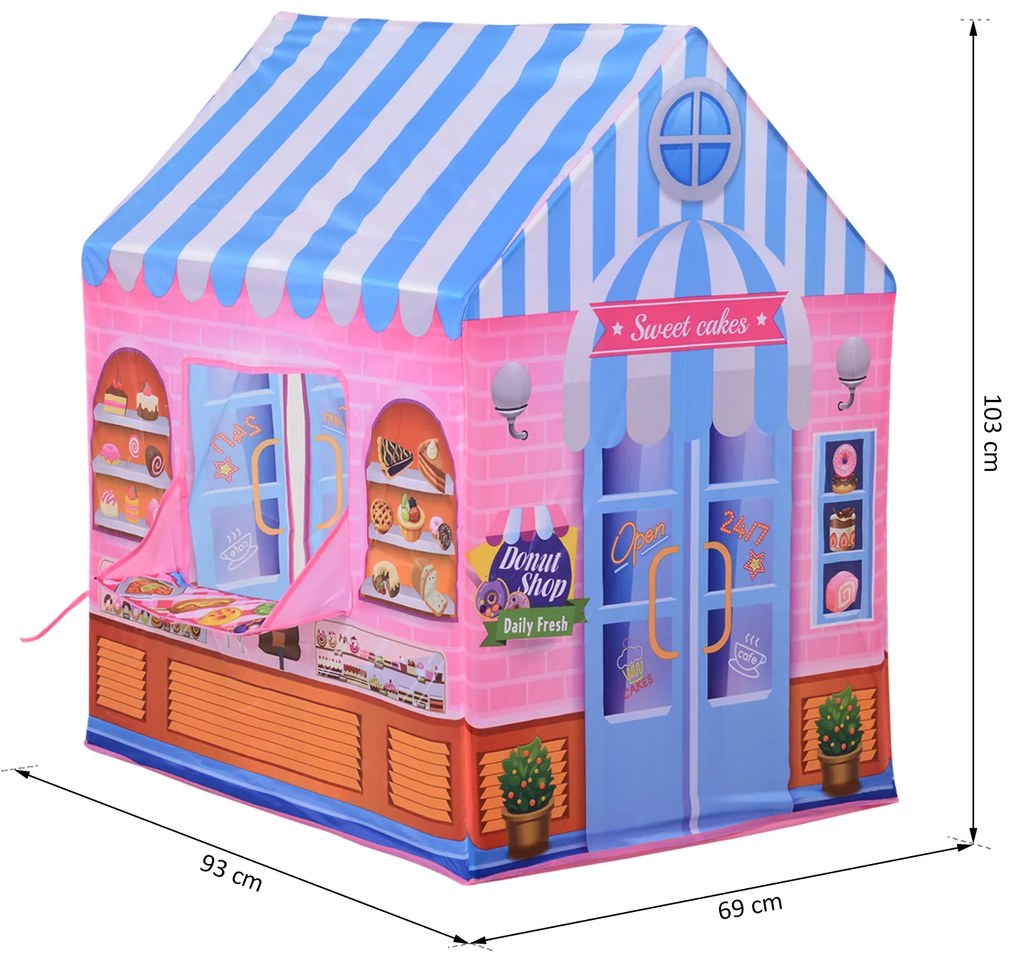 Loja de doces para brincar Zona infantil Presente fácil de montar para crianças 93x69 x103cm 0,75 kg Rosa