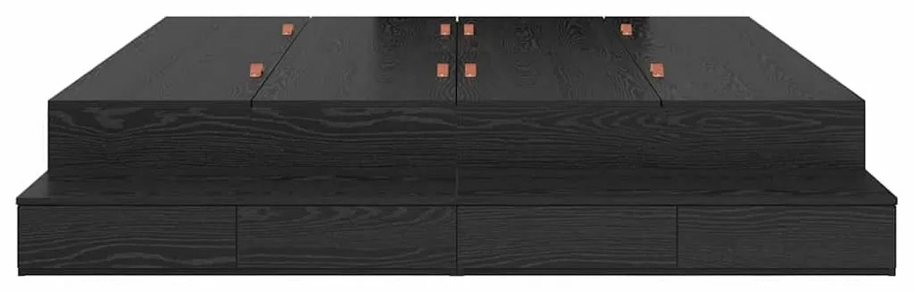 Estrado de Cama com Arrumação Carvalho Preto 200x200 cm