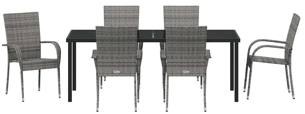 Conjunto de Jantar para Jardim 7 pcs Cinzento Standard