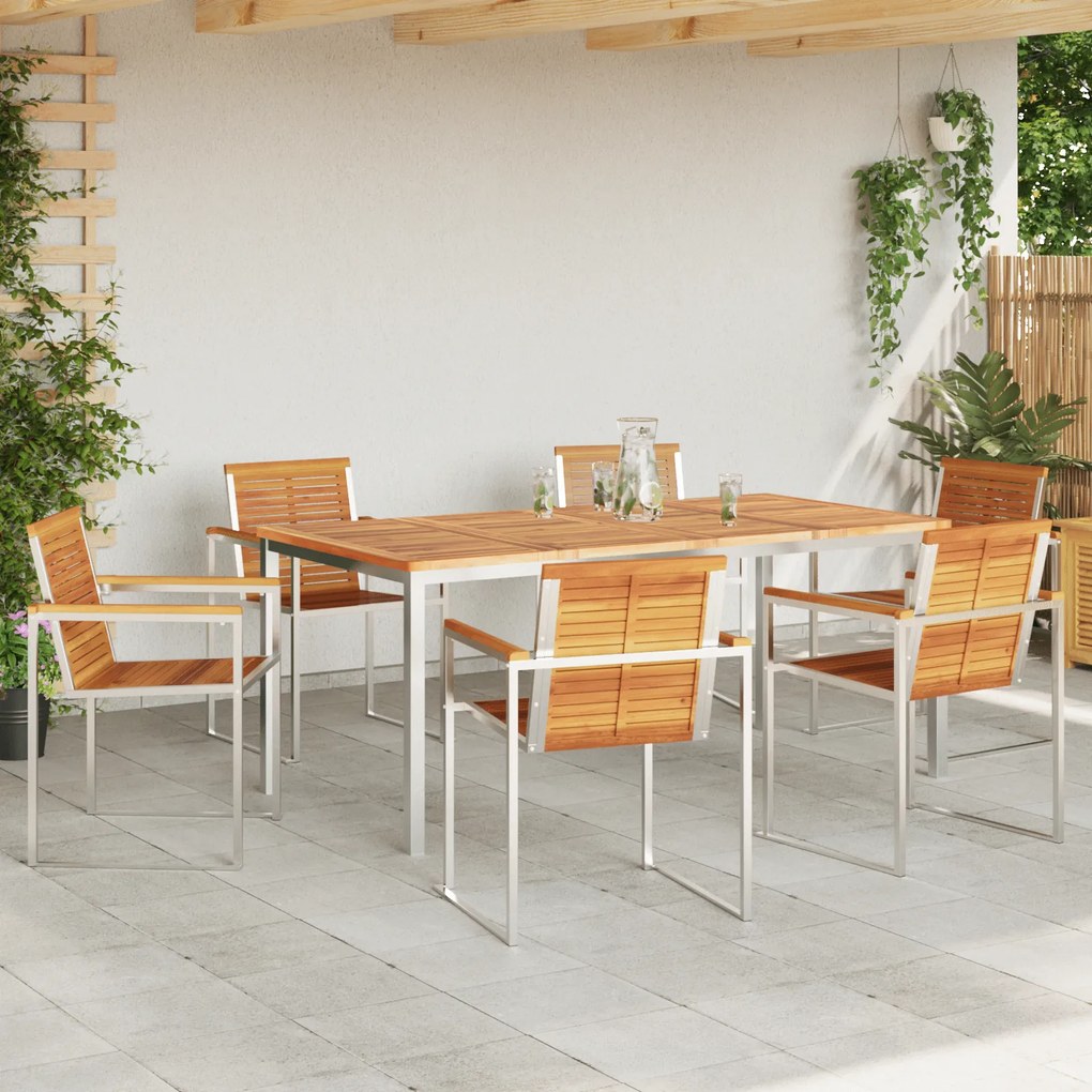 Conjunto de Jantar de Jardim 7 Peças vidaXL Madeira Acácia Maciça
