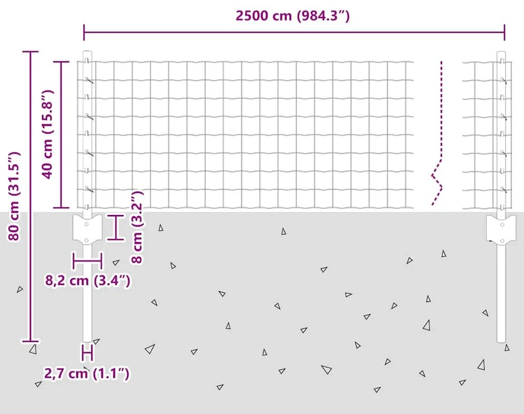 Cerca Euro com 11 Postes U Verde 0,4x25 m Aço