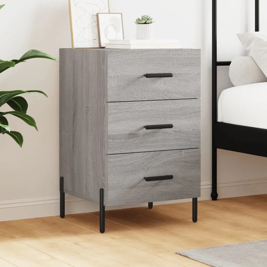 vidaXL Mesa de cabeceira 40x40x66 cm derivados madeira cinzento sonoma