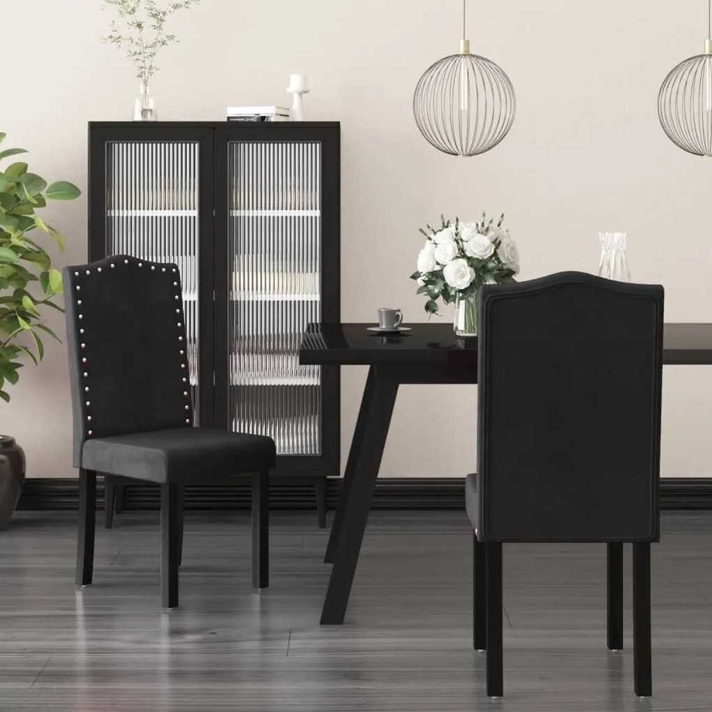 vidaXL Cadeiras de jantar 2 pcs veludo preto