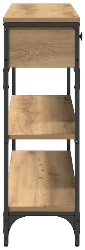Mesa de Console Carvalho Artesanal 100x25x75 cm Madeira Composta e Aço
