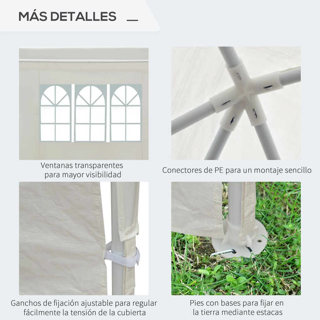 Outsunny Tenda para Festas 5,83x2,95x5,55m com 4 Paredes Laterais e 2 Janelas Tenda de Exterior com Estrutura de Aço para Festas Eventos Casamentos Branco