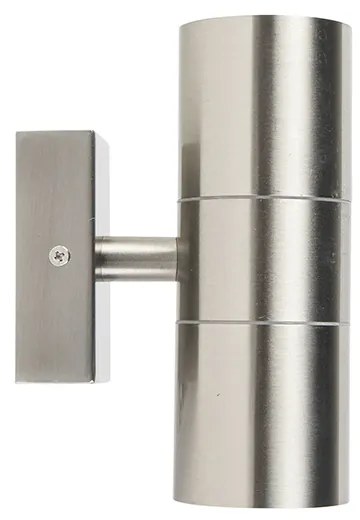 Candeeiro de parede exterior em aço 2 luzes IP44 - Duo Moderno
