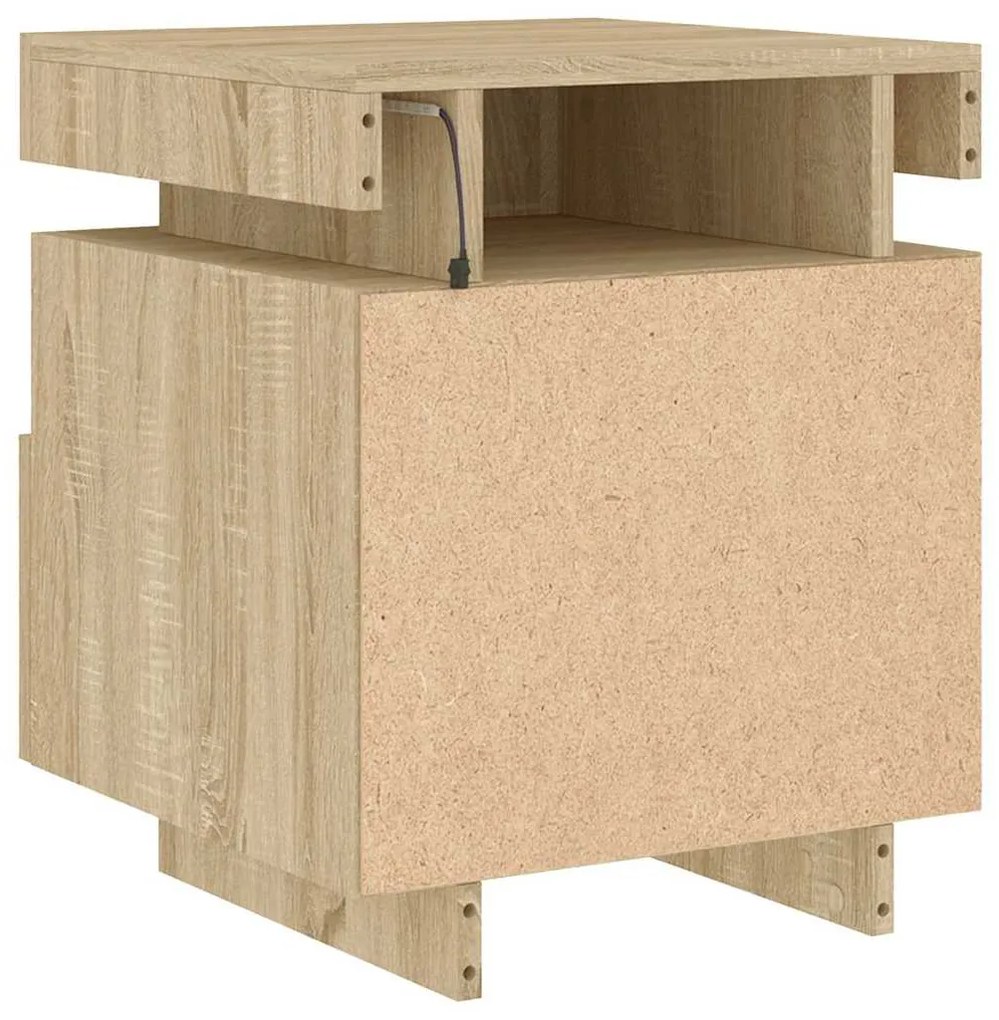 Mesa de cabeceira com luzes LED 40x39x48,5 cm carvalho sonoma