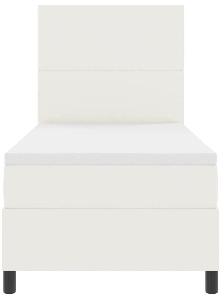 Cama Box Spring com Colchão Creme 80x200 cm Tecido de Veludo Cotelê