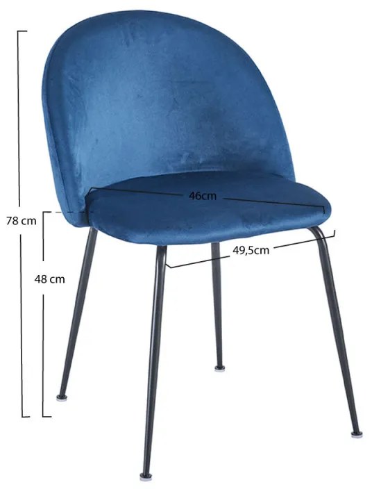 Cadeira Black Dalnia Veludo - Azul