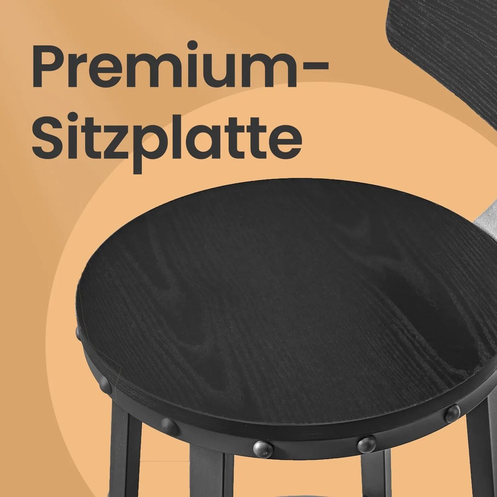 Conjunto de 2 bancos altos de bar Ø54 x 99 cm Preto