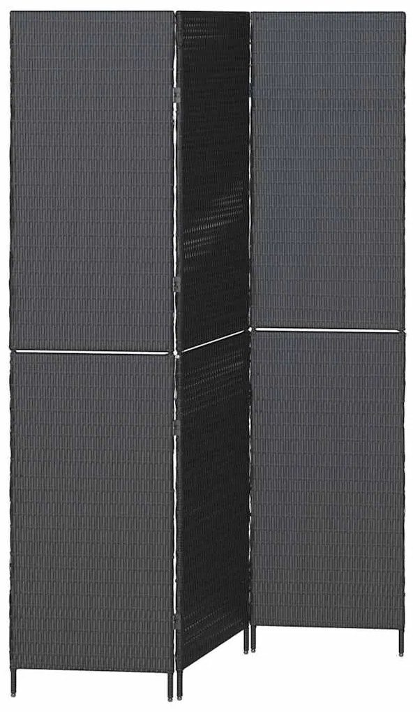 Divisória de Ambiente vidaXL com 3 Painéis Dobrável Preta 146x180 cm e