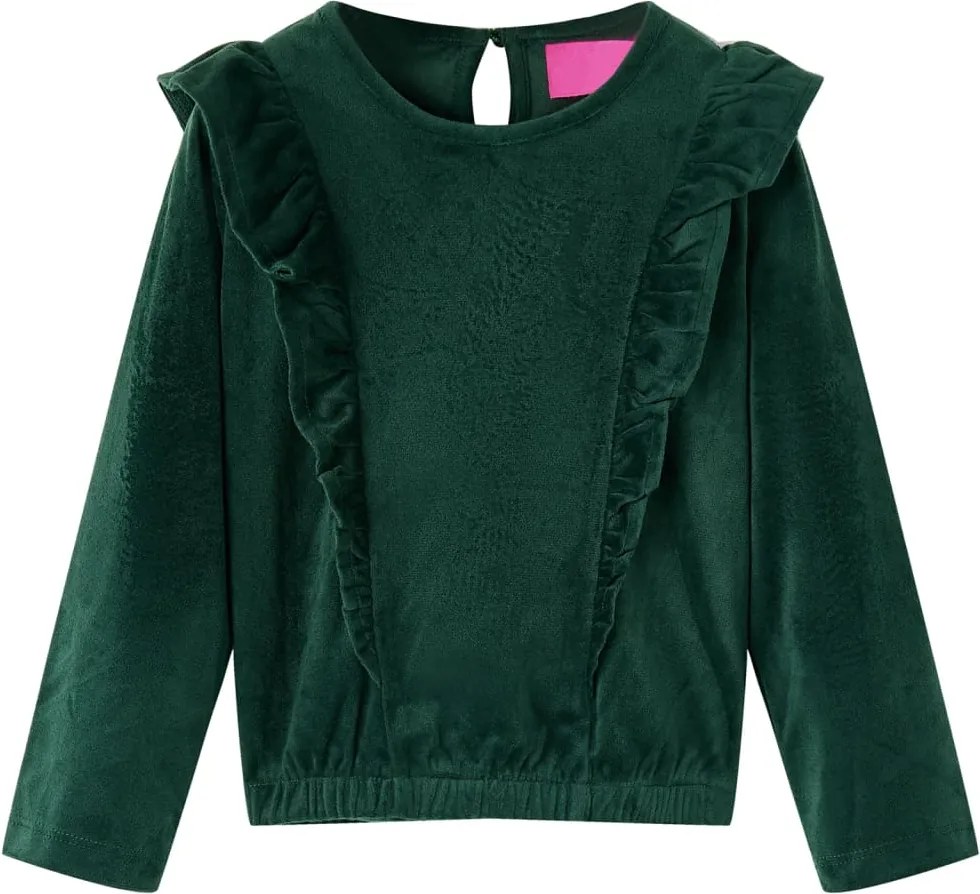 Blusa para criança com folhos verde-escuro 92
