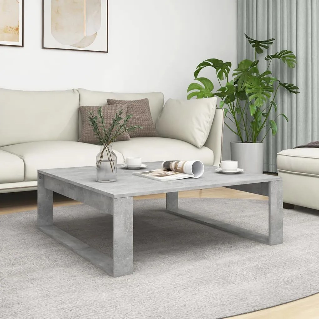 808634 vidaXL Mesa de centro 100x100x35 cm contraplacado cinzento cimento