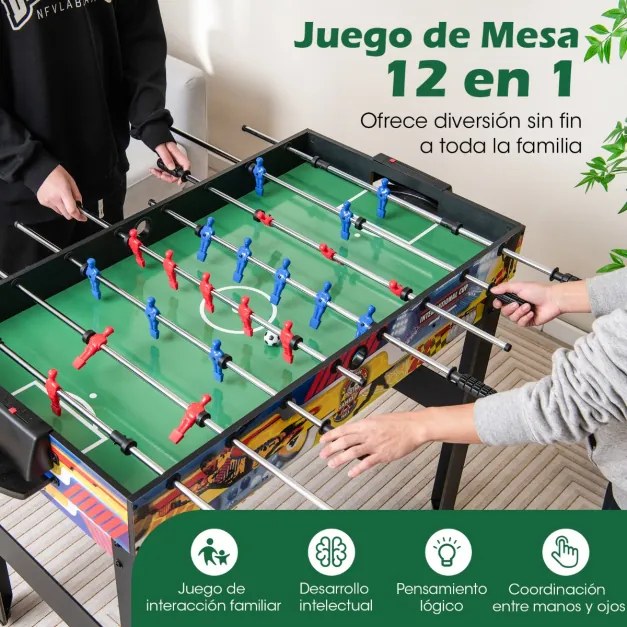 Conjunto de jogos para crianças 12 em 1 com mesa de hóquei em ar, mesa de bilhar de futebol, mesa de ténis de mesa, xadrez, bowling e shuffleboard par