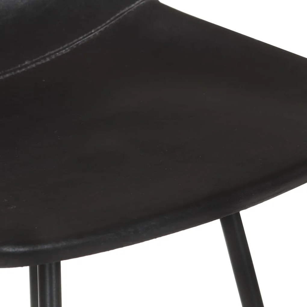 Bancos de bar 2 pcs couro genuíno preto