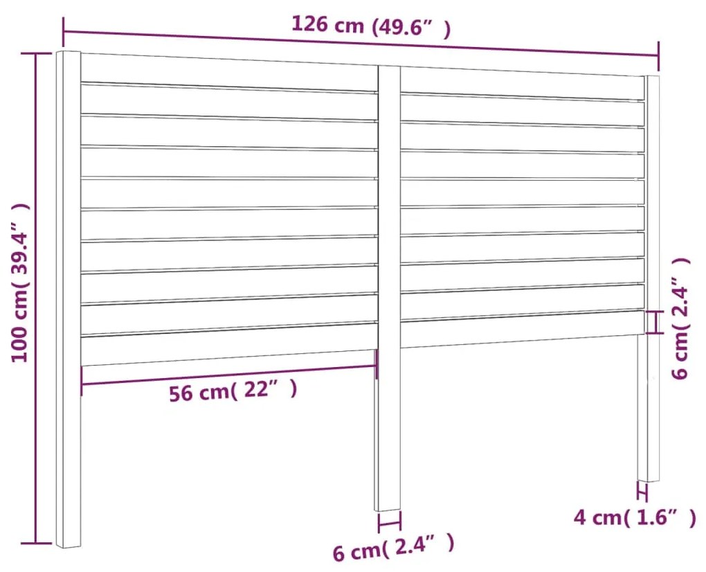 Cabeceira de cama 126x4x100 cm pinho maciço cinzento