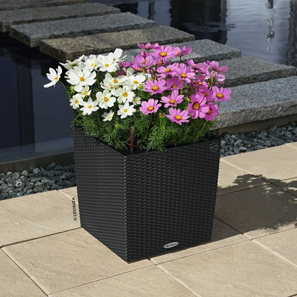 LECHUZA Vaso CUBE Cottage 40 ALL-IN-ONE cor granito