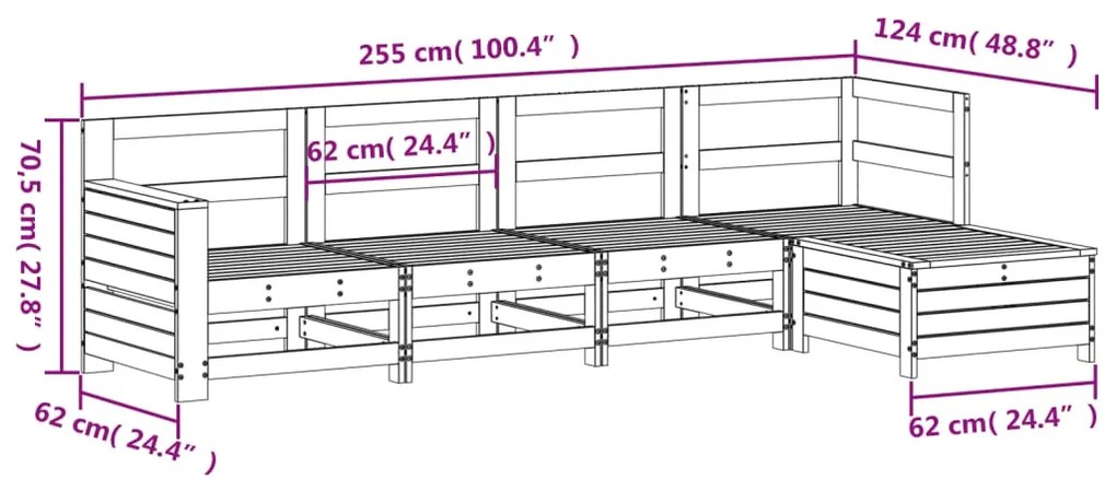 5 pcs conjunto de sofás para jardim madeira de pinho impregnada