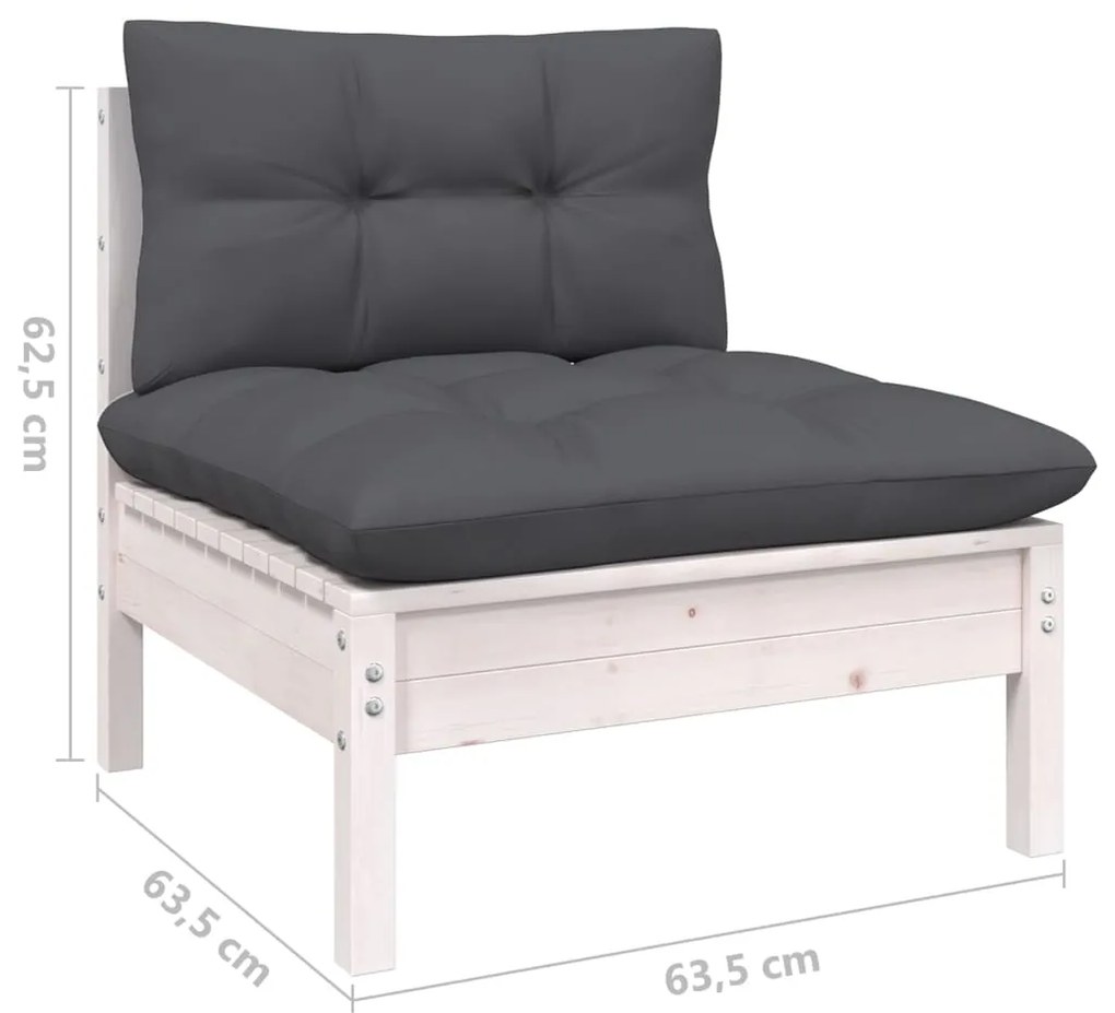 3 pcs conjunto lounge de jardim c/ almofadões pinho maciço