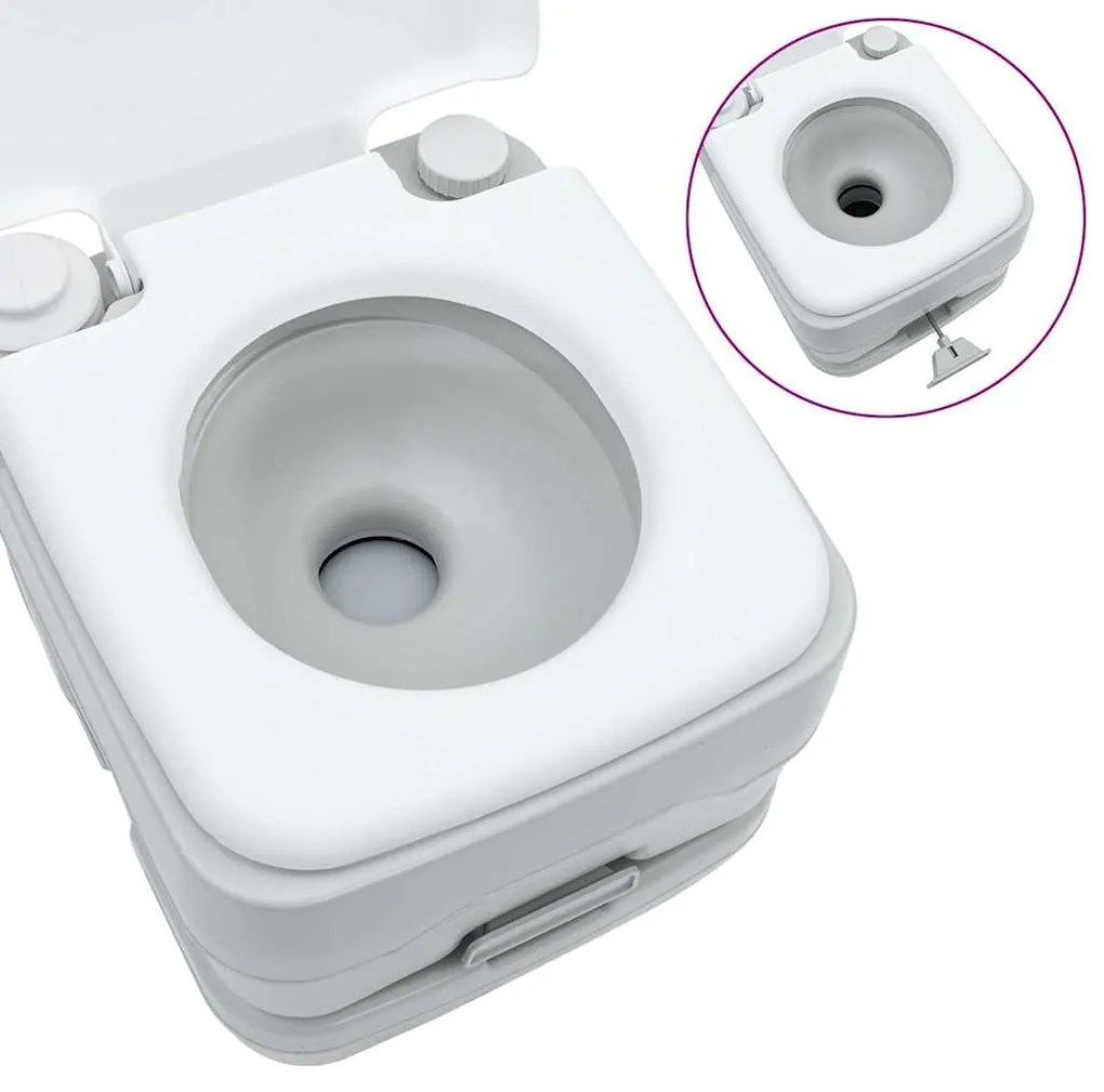 Vaso Sanitário Portátil vidaXL Cinza e Branco em Plástico 10 L