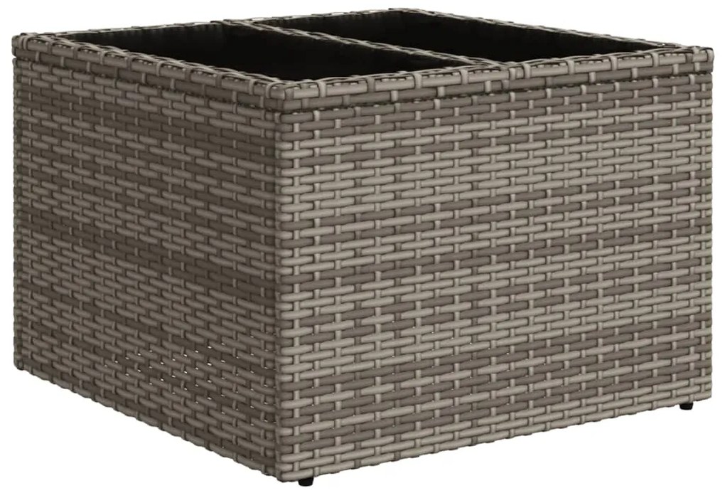 10 pcs conjunto sofás p/ jardim c/ almofadões vime PE cinzento