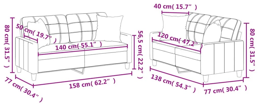 2 pcs conjunto sofás c/ almofadas couro artificial cappuccino