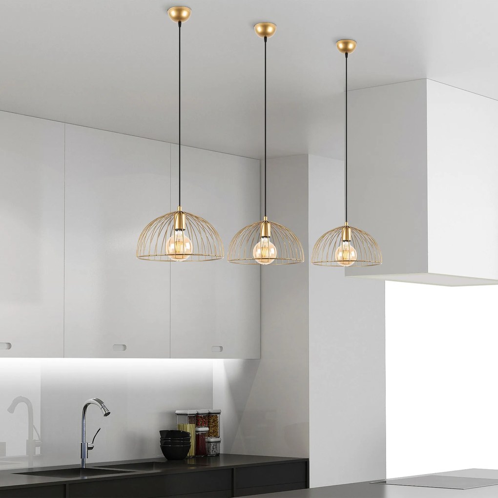 Candeeiro Chandelier Telkure – Dourado Brilhante – 31 x 31 x 105 cm